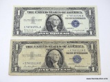 (2) ONE DOLLAR SILVER CERTIFICATES. 1957-B LOOKS UNCIRCULATED, 1957 STAR NOTE
