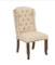 Jessica Linen Fabric Tufted Wing Chair with Bronze Nail-Heads and Coffee Legs