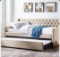 FURNITURE OF AMERICA UPHOLSTERED TWIN SIZE DAYBED FRAME, TRUNDLE FRAME. RETAILS FOR $959. PLEASE SEE