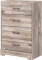 BUSH FURNITURE RIVER BROOK CHEST OF DRAWERS, BARNWOOD. RETAILS FOR $449. PLEASE SEE THE PICTURES FOR