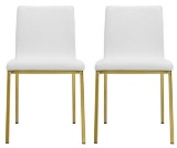 Scott Side Chair (Set of 2) in White With Matte Brushed Gold by Euro Style