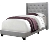 Monarch Specialties BED - TWIN SIZE / GREY LINEN WITH CHROME TRIM (I 5984T)