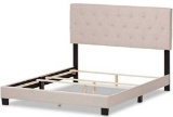 Baxton Studio Cassandra Modern and Contemporary Light Beige Fabric Upholstered Queen Size Bed