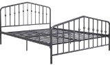 Novogratz Bushwick Metal Bed with Headboard and Footboard | Modern Design | Full Size - Grey