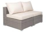 Outdoor Patio Rattan Conner Sofa with Cushions and Pillows Espresso and Gray