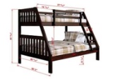 DONCO KIDS MISSION BUNK BEDTWIN/FULL IN THE COLOR DARK CAPPUCCINO.