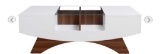 FURNITURE OF AMERICA MITCH WOOD STORAGE COFFEE TABLE IN WHITE AND LIGHT WALNUT. RETAILS FOR $359.