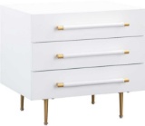 TOV TRIDENT NIGHTSTAND, WHITE AND GOLD. RETAILS FOR $379.05. PLEASE SEE THE PICTURES FOR MORE
