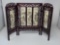 SMALL FOLDING ROSEWOOD CARVED SCREEN WITH ETCHED PANELS - ONE PANEL NEEDS TO BE REATTACHED; MEASURES