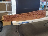 POLYNESIAN CARVING ON MAHOGANY WOOD-44 INCHES X 9 INCHES.