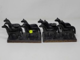 PAIR OF METAL HORSE STYLE CANDLE HOLDERS, 8 INCHES X 4 IN X 5 IN.