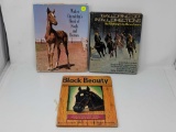 THREE HORSE BOOKS 1949 EDITION OF BLACK BEAUTY, BOOK FOALS, GALLOPING OFF IN DIFFERENT DIRECTIONS.