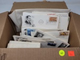 BOX OF FIRST-DAY COVERS AND STAMPS, APPROX. 50 VIRGINIA POSTCARDS (SOME BICENTENNIAL, APPROX.