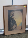 FRAMED AND SIGNED ICART PRINT OF A SPANISH DANCER COPYRIGHT DATE 1928 IN GOLD FRAME; MEASURES 21 X