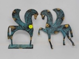 LOT OF TWO BRONZE EGYPTIAN HORSE FIGURES AT 9 INCHES TALL