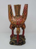 AFRICAN CARVED WATER BIRD, 6 INCHES WIDE X 14 INCHES TALL.