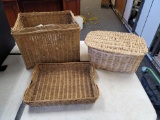 LOT OF THREE BASKETS, ONE TRAY 15 IN X 11 IN, LIFT TOP 15 IN X 11 IN X 7 IN, FILE INCLUDE A LADIES