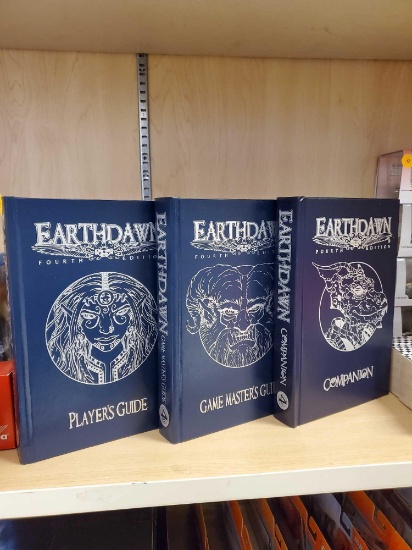 LOT OF 3 BOOKS, EARTHDAWN FOURTH EDITION, PLAYERS GUIDE, GAME MASTERS GUIDE, AND COMPANION, PLEASE