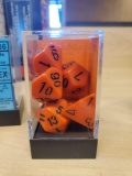DND Dice Set-Chessex D&D Dice-16mm Opaque Orange and Black Plastic Polyhedral Dice Set-Dungeons and