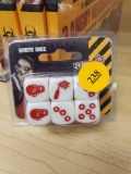 ZOMBICIDE, SET OF 6 WHITE AND RED DICE, PLEASE SEE THE PICTURES FOR MORE INFORMATION.