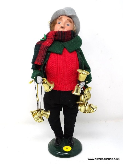 BYERS CAROLER "THE CRIES OF LONDON" BELL VENDOR, 14 INCHES TALL.