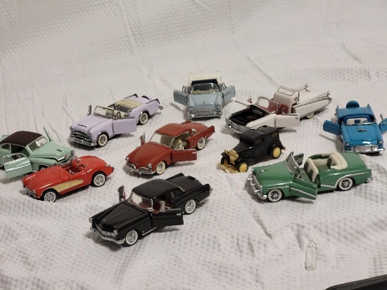 10 PIECE CLASSIC CAR LOT. 9 ARE 1987 FRANKLIN MINT PRECISION MODELS AND 1 IS ERTL 1927 ESSEX COUPE