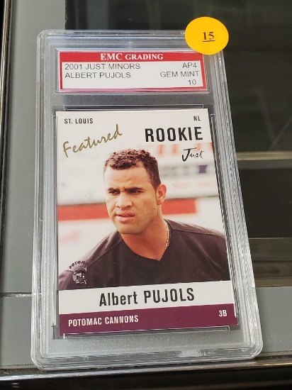 EMC GRADING 2001 JUST MINORS ALBERT PUJOLS AP4 GEM MINT 10, PLEASE SEE THE PICTURES FOR MORE