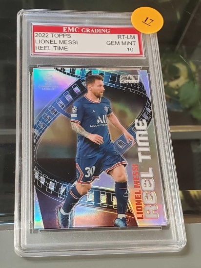 EMC GRADING 2022 TOPPS LIONEL MESSI REEL TIME RT-LM GEM MINT 10, PLEASE SEE THE PICTURES FOR MORE