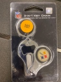 NFL 3-IN-1 PITTSBURG STEELERS KEY CHAIN NAIL CLIPPERS, BOTTLE OPENER, AND KEY HOLDER.