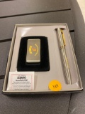 THE FAMOUS ZIPPO BOX OF ESTES TEAM SAFETY MONEY CLIP AND PEN IN THE ORIGINAL BOX