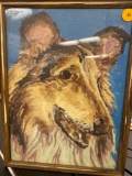 FRAMED PAINTED DOG PORTRAIT.