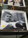 SIGNED GLOSSY BLACK AND WHITE 8 X 10 SPORTS PHOTOGRAPH, MUHAMMAD ALI, 