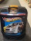 BLACK PLASTIC HOT WHEELS CARRYING CASE FILLED WITH ASSORTED TOY CARS. CASE HAS PULL UP HANDLE AND
