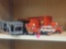 LOT OF ASSORTED TOYS. INCLUDES: LIGHTNING MCQUEEN CARS, TRACTOR TRAILER, A CAR HAULER, A WHITE SUV