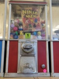 VINTAGE BEAVER BUBBLE GUM MACHINE. CONVERTED TO TOKENS. NO BASE. CONTAINS NINJA MEN. MEASURES APPROX