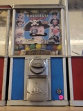 VINTAGE BEAVER BUBBLE GUM MACHINE. CONVERTED TO TOKENS. NO BASE. FILLED WITH MUSTACHE DISGUISES.