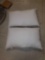 SET OF 2, 45X70 CM POLYESTER STANDARD SLEEPING PILLOWS, WHITE WITH GREY TRIM, PLEASE SEE THE