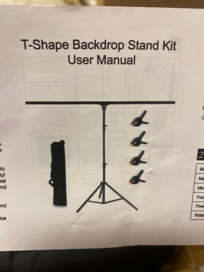 Lidlife T-Shape Backdrop Stand Kit ,6.5x5ft Adjustable Photo Background Backdrop Stand with 4 Spring