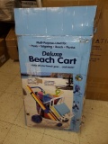 DELUXE BEACH CART, BLUE AND WHITE, BOX IS OPEN, MAY BE MISSING PIECES, PLEASE SEE THE PICTURES FOR