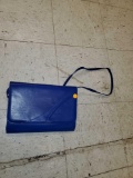 BLUE SNAP FRONT HAND BAG, BLUE, FAUX LEATHER, PLEASE SEE THE PICTURES FOR MORE INFORMATION.