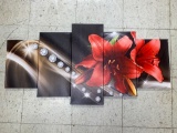 CALMART Beautiful Lily Flower 5 pieces Canvas Prints - Bloom Red Floral Print Painting Modern