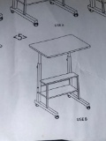 WHITE BEDSIDE TABLE C55 ON WHEELS, UNKNOWN IF ALL PARTS ARE THERE