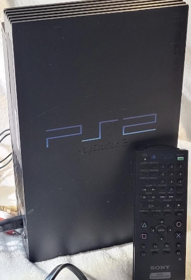 PLAYSTATION2 CONSOLE WITH REMOTE AND CORDS. IS SOLD AS IS WHERE IS WITH NO GUARANTEES OR WARRANTY,