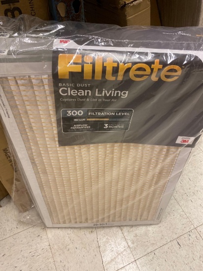 PACK OF SIX FILTRETE BASCI DUST CLEAN LIVING AIR FILTERS 20 x 30 x 1, 3M