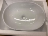 Oval Ceramic Vessel Sink and Faucet Combo -HLBLFY oval Above Counter White Porcelain Ceramic