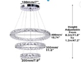 Dixun LED Chandeliers Modern Ceiling Light Fixture 3 Rings Adjustable Stainless Steel Pendant Light