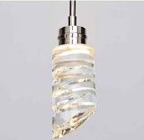 MOTINI 1-Light Cylinder Crystal Pendant Light in Silver Polished Nickel Finish LED Light Single