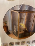 Flat top Bird Travel cage,21 inch Parrot Carrier with Wooden Perch Feeding Cup for Conures Cockatiel