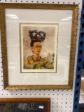 SELF PORTRAIT WITH BRAID PRINT PLATE SIGN BY FRIDA KAHLO MEASURE 14 1/2 in x 17 in