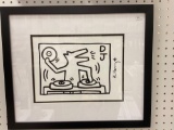DJ DOG PRINT PLATE SIGN BY KIETH HARING MEASURES 19 in x 15 in